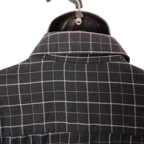 Van Heusen Mens Black & White Windowpane Check Button-Up Shirt Size S/P 14-14.5 - Picture 4 of 9